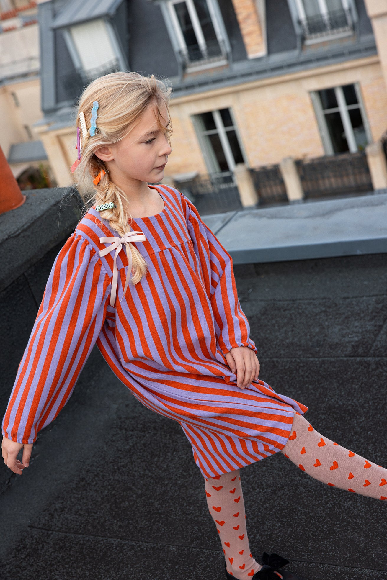 Jurk lila stripes