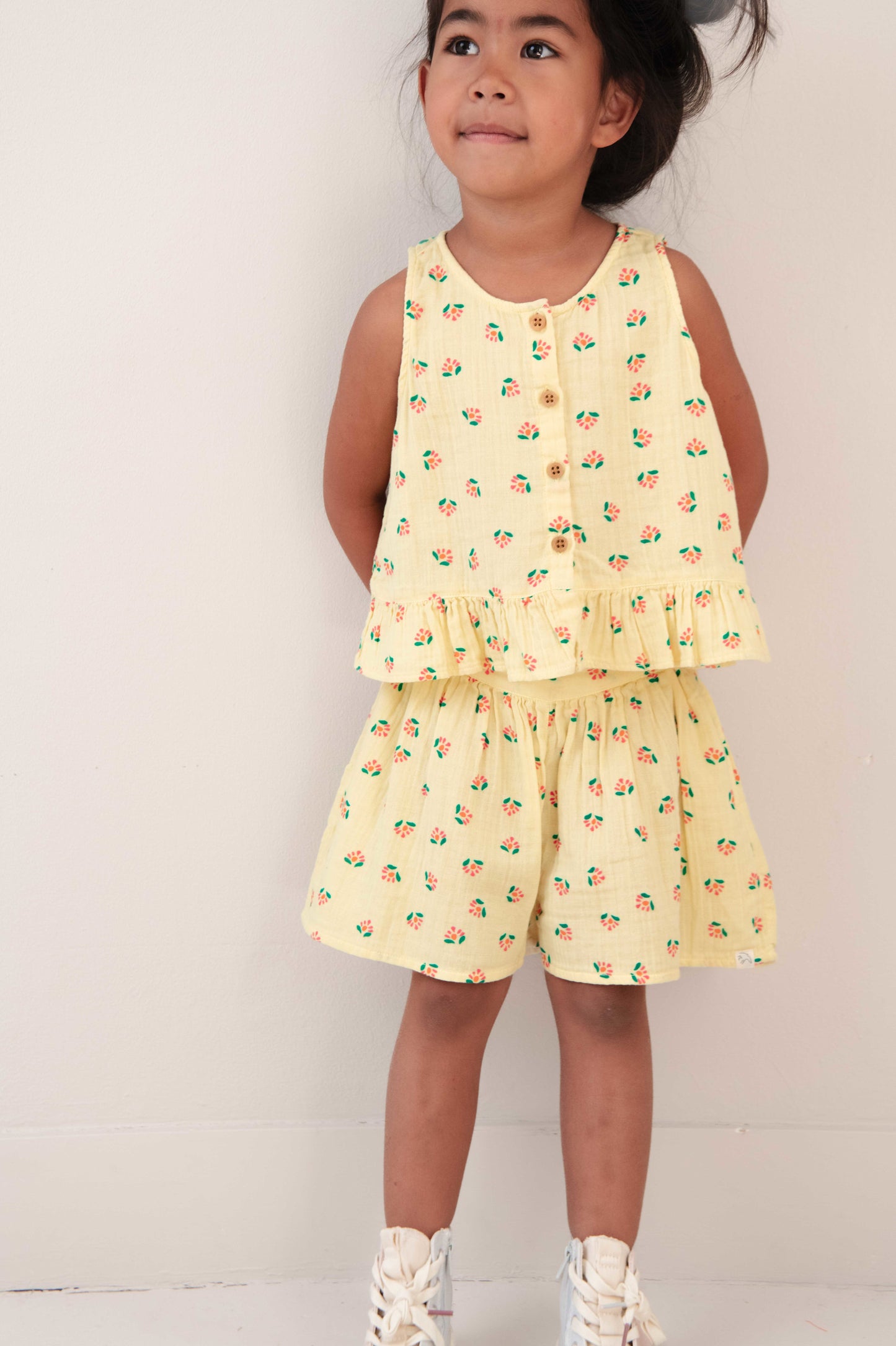 Summer shorts flower soft yellow
