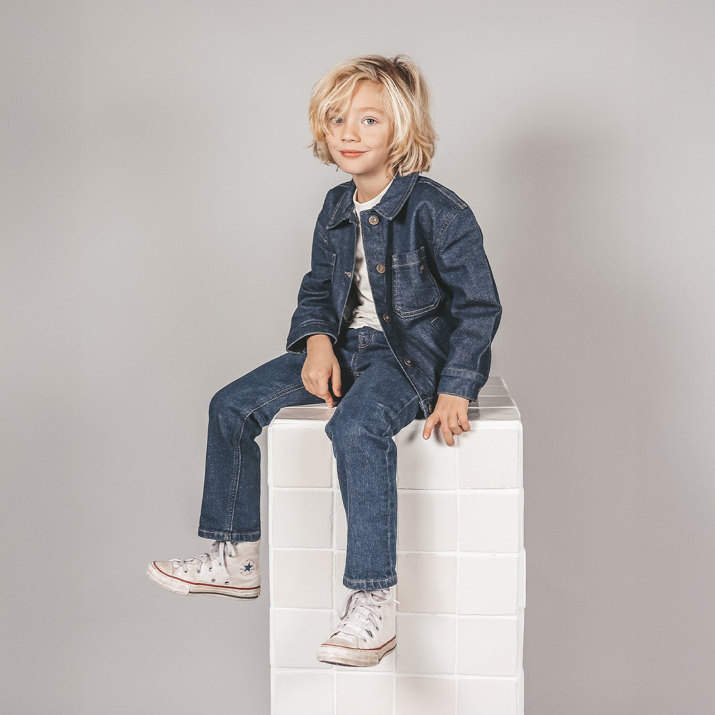 Broek dark blue denim