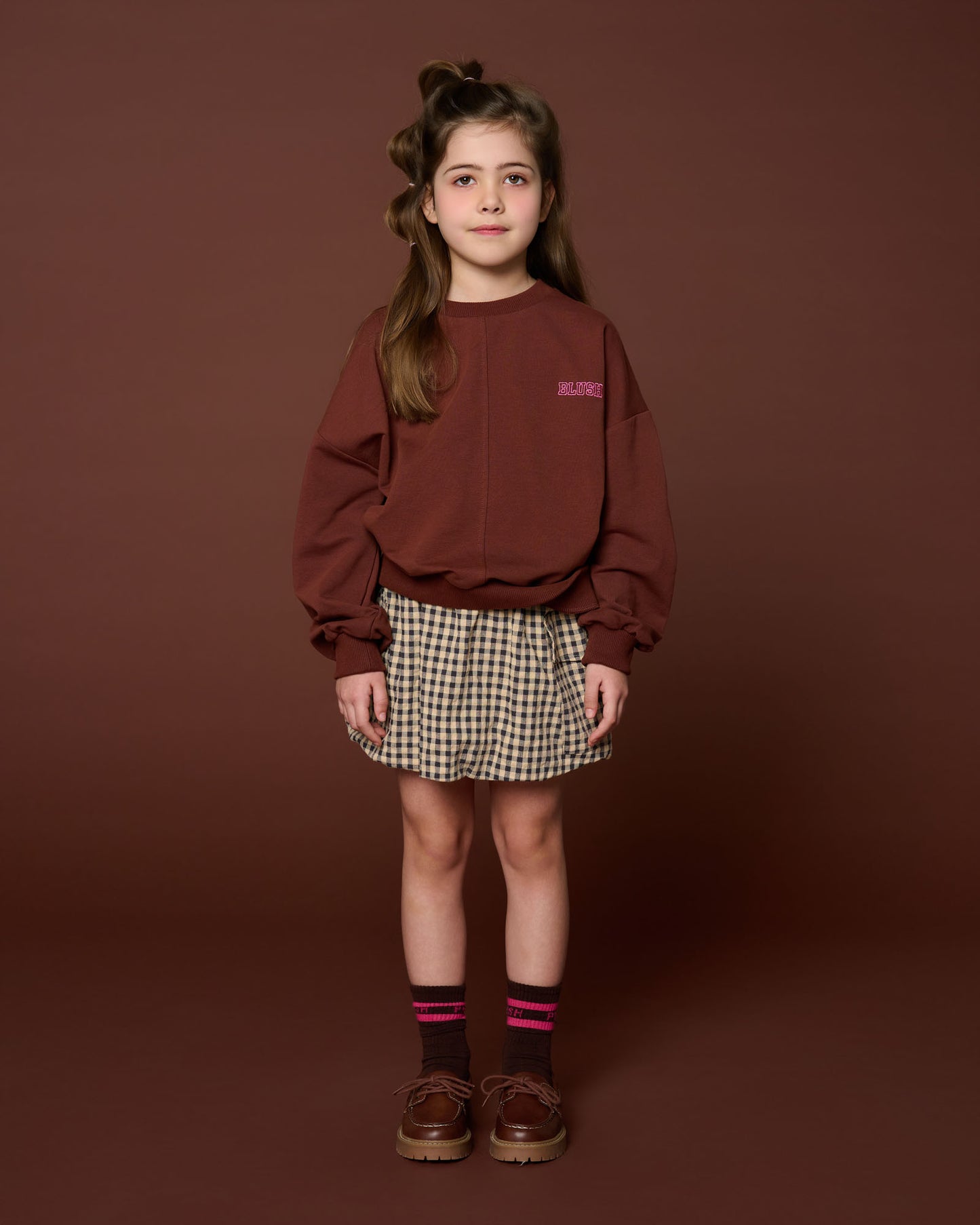 Cargo Ballon Skirt - check beige/blue