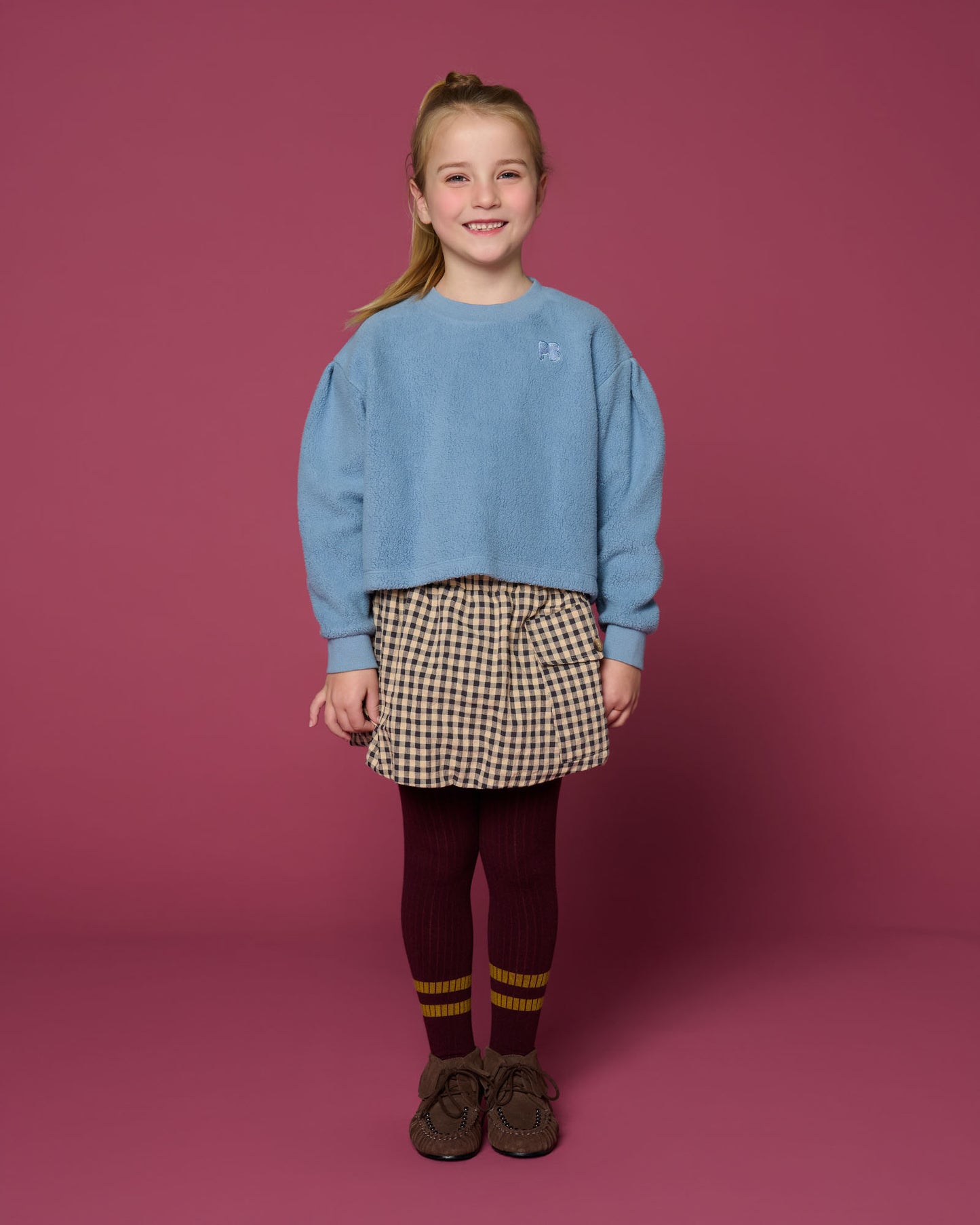 Cargo Ballon Skirt - check beige/blue