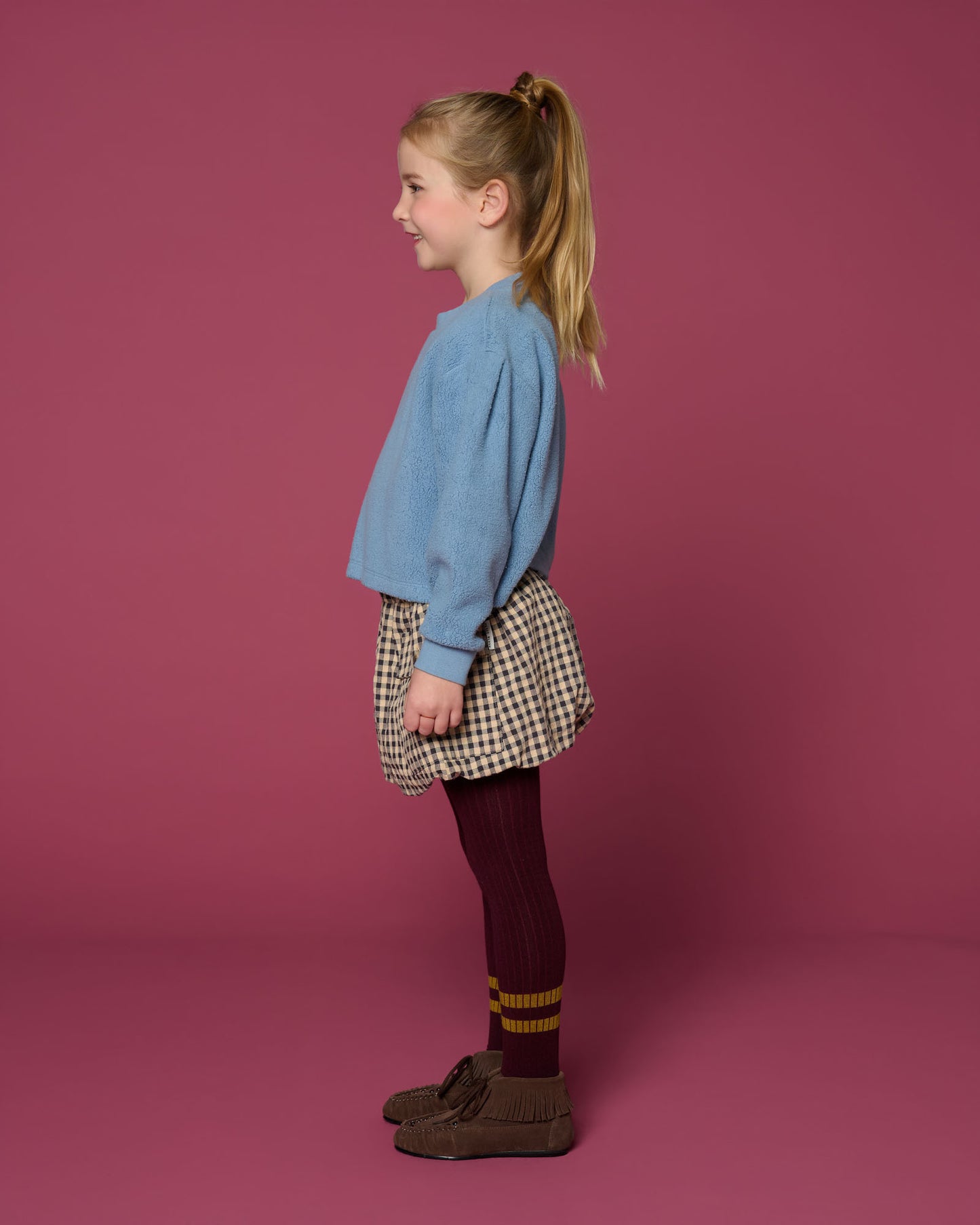 Cargo Ballon Skirt - check beige/blue