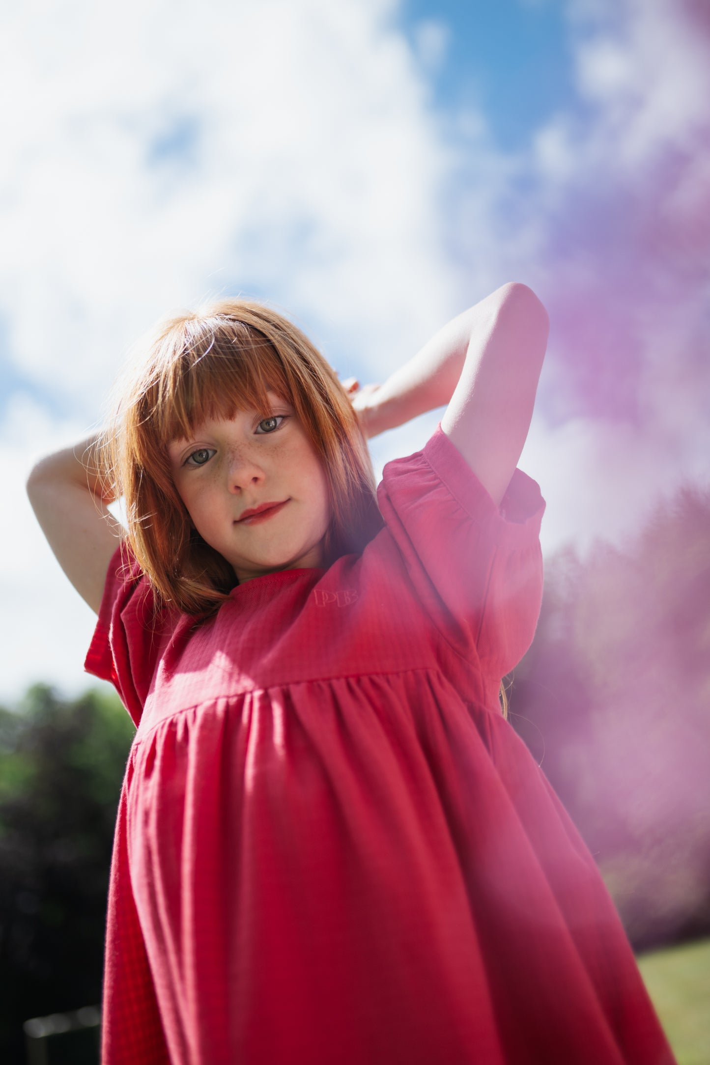 Puff sleeve dress raspberry