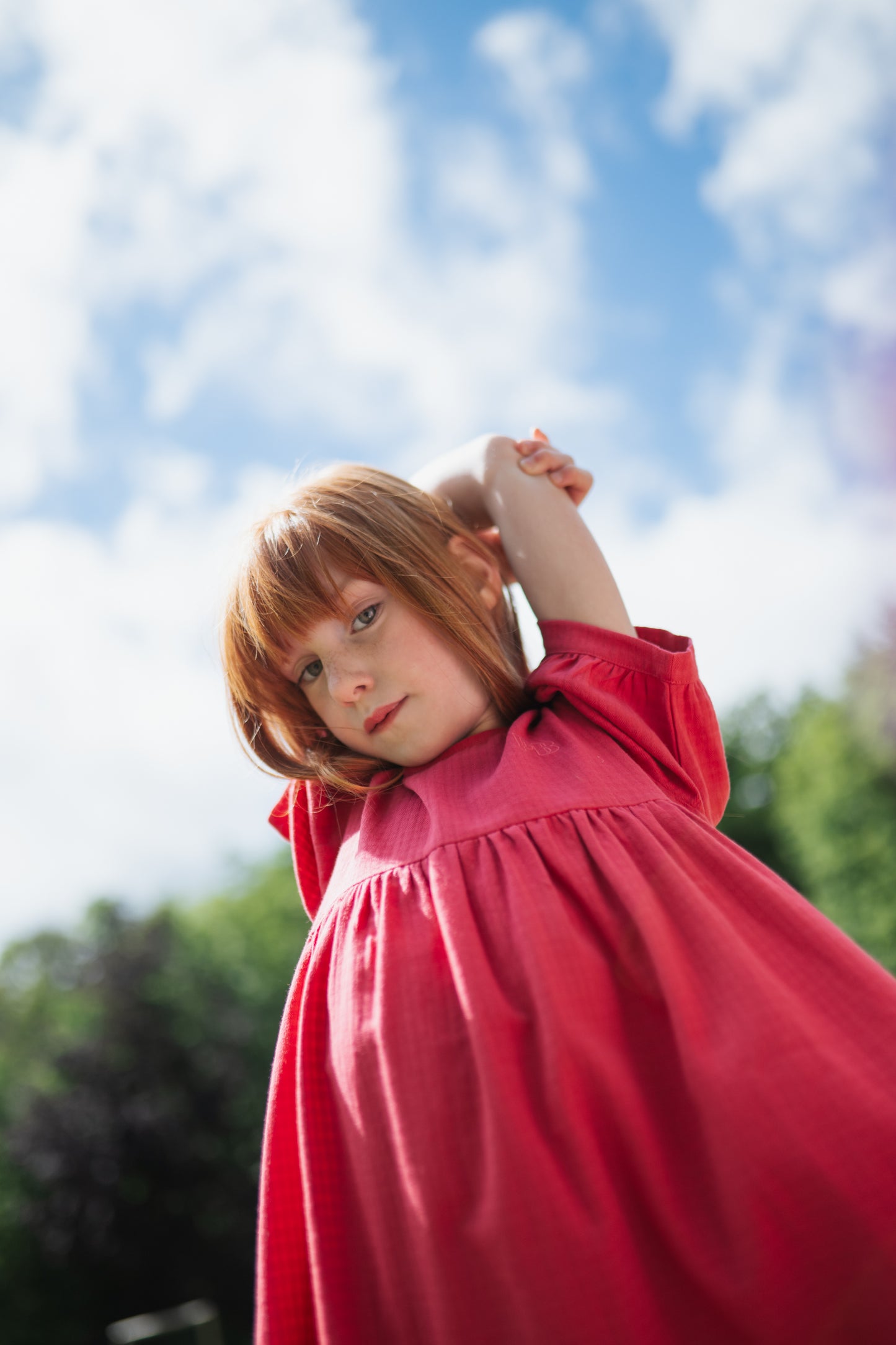 Puff sleeve dress raspberry