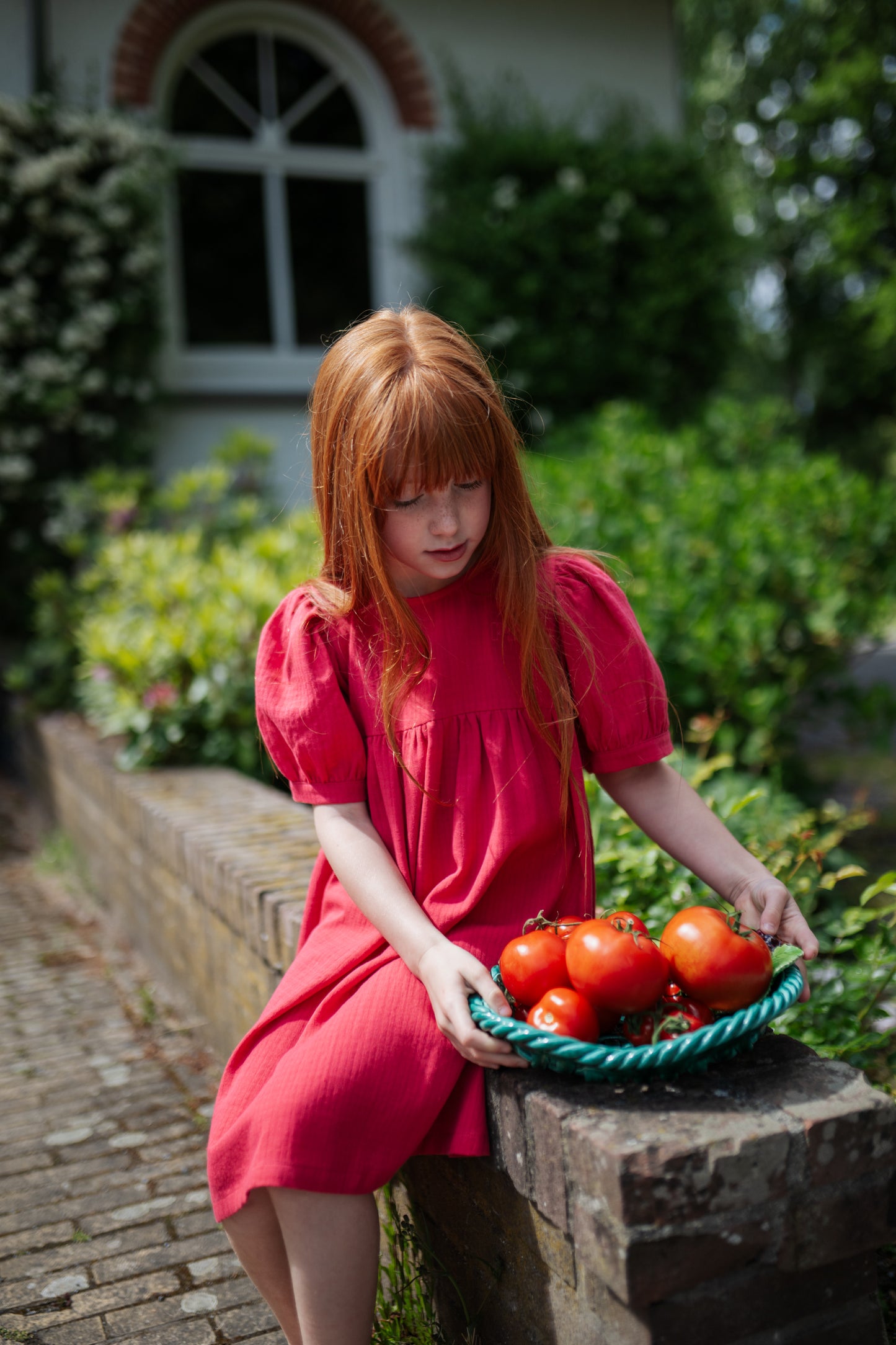 Puff sleeve dress raspberry