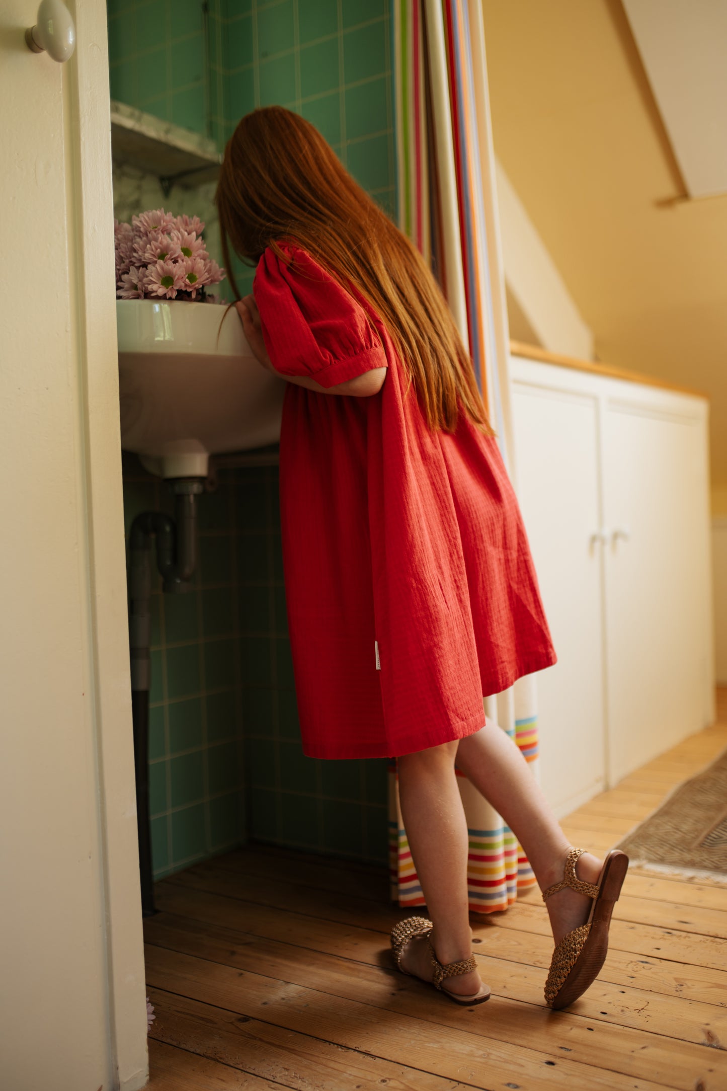 Puff sleeve dress raspberry