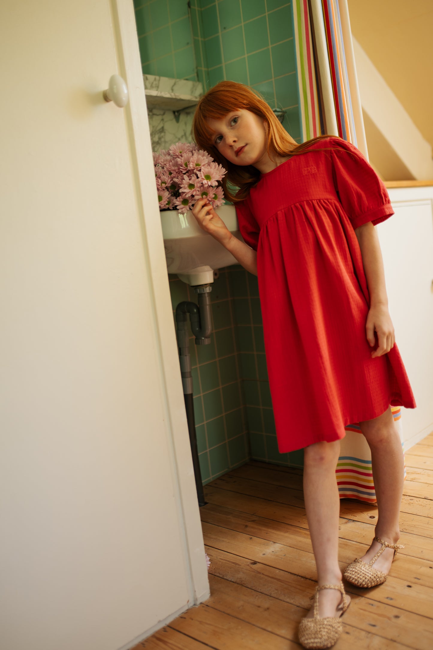 Puff sleeve dress raspberry