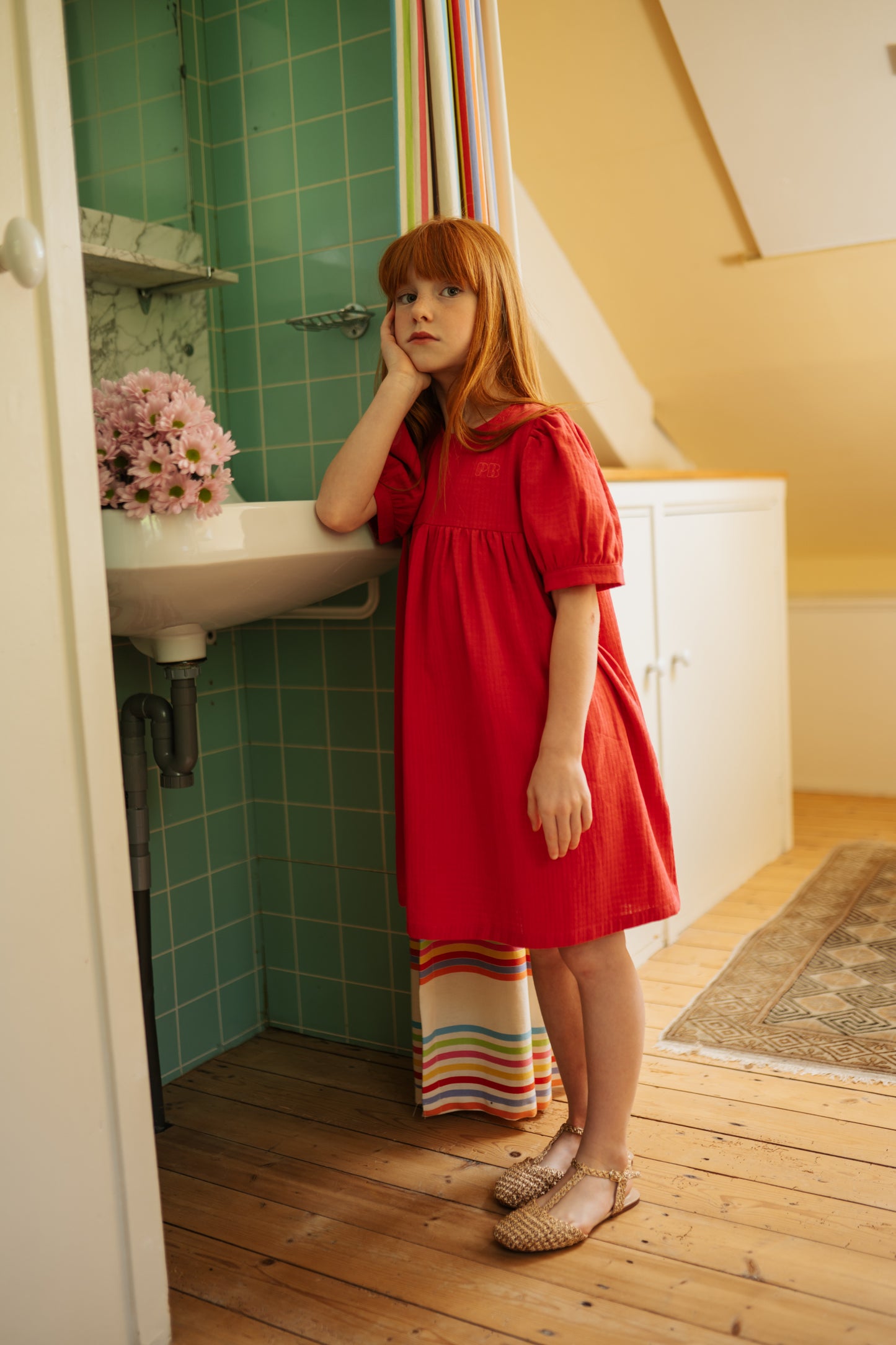 Puff sleeve dress raspberry