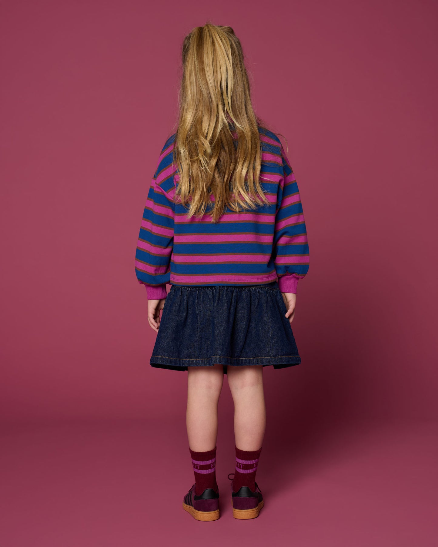 Denim mini ruffle skirt - dark blue