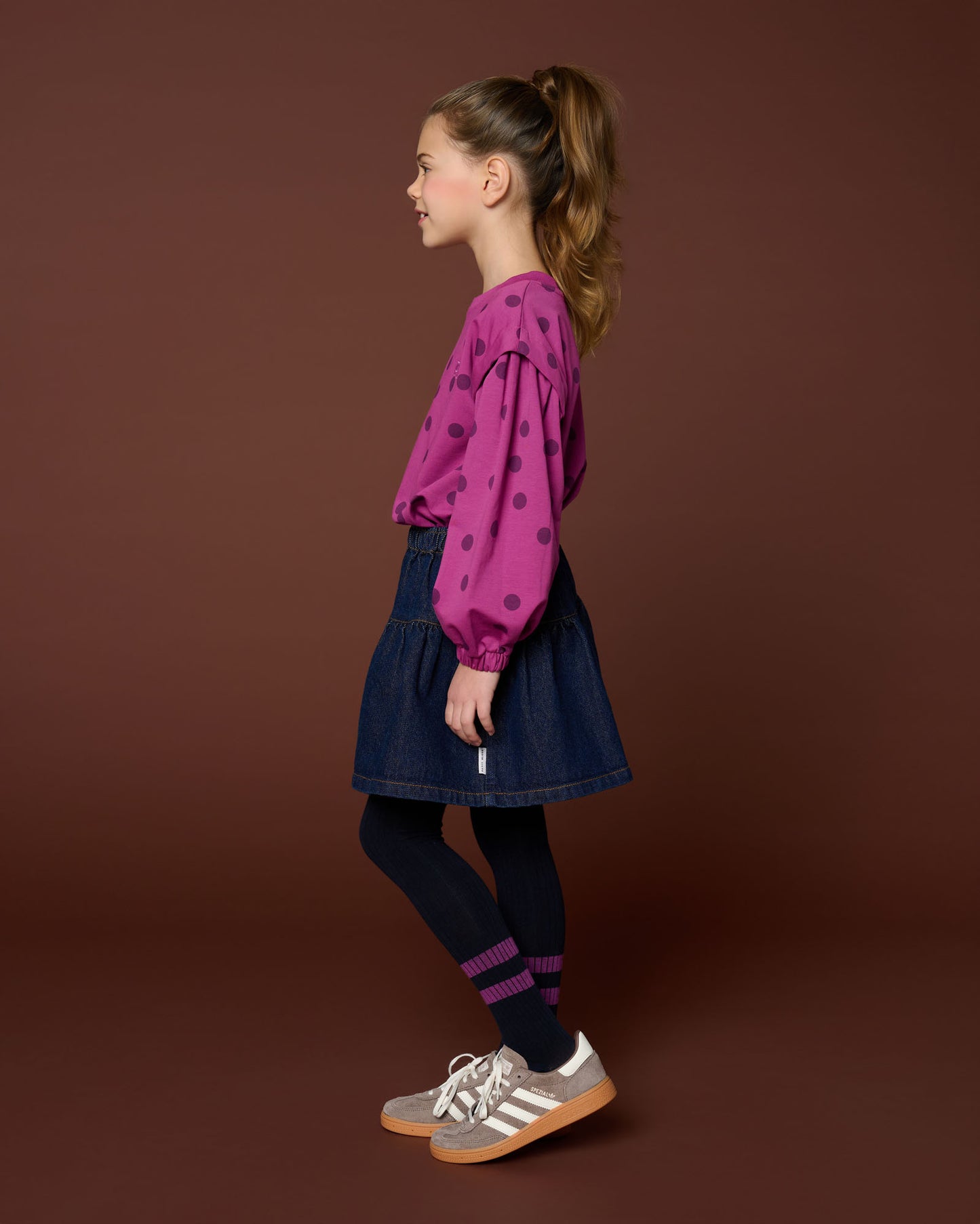 Denim mini ruffle skirt - dark blue