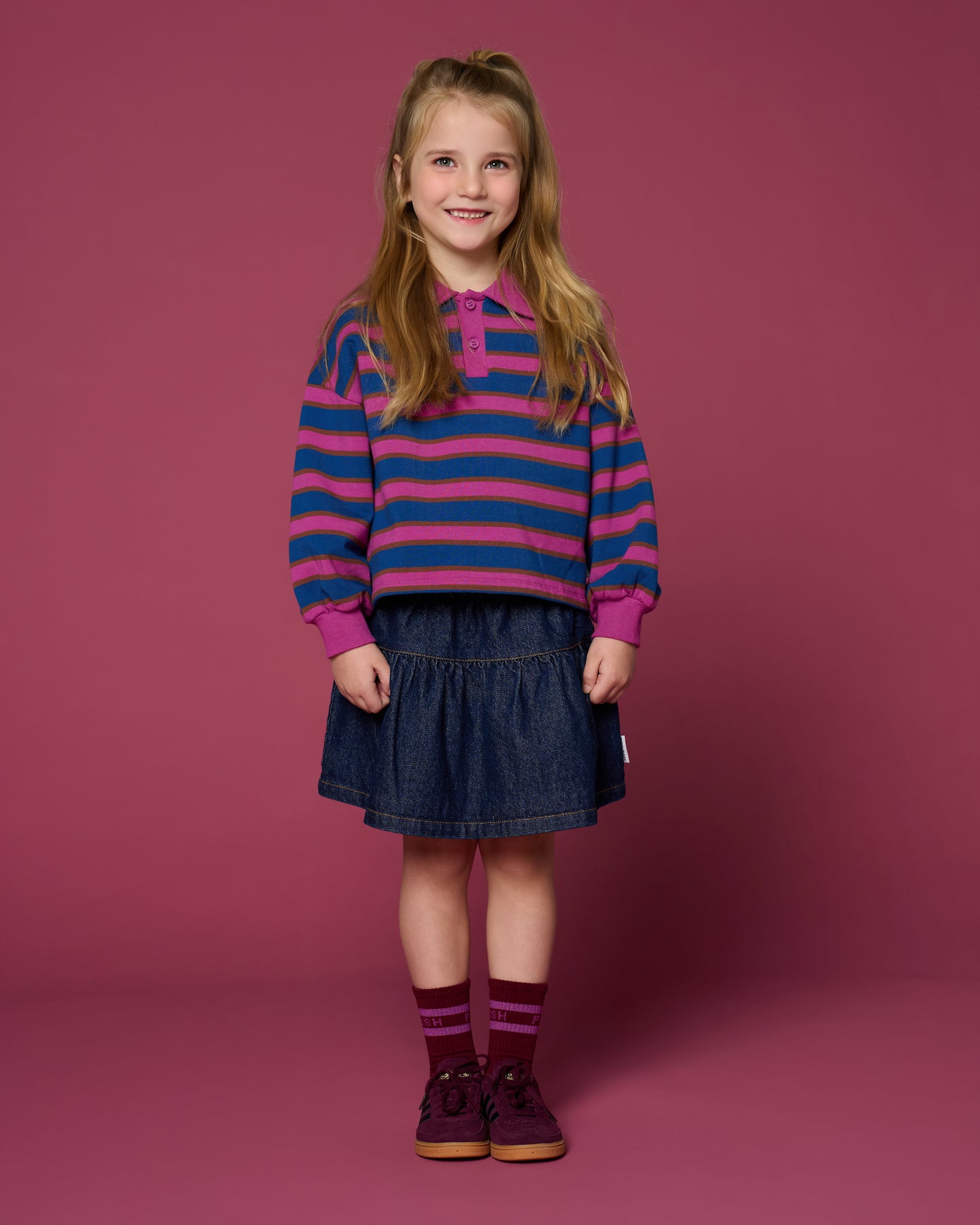 Denim mini ruffle skirt - dark blue