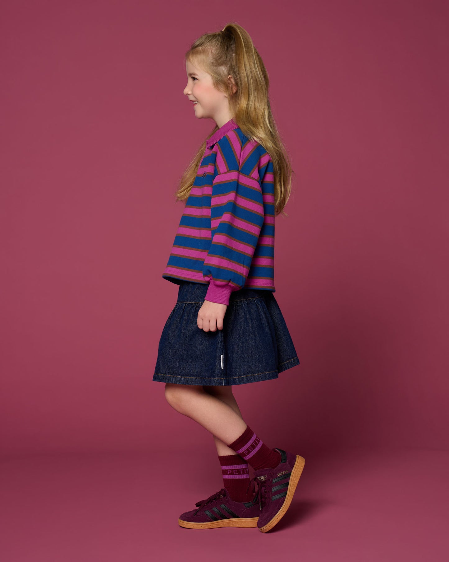 Denim mini ruffle skirt - dark blue