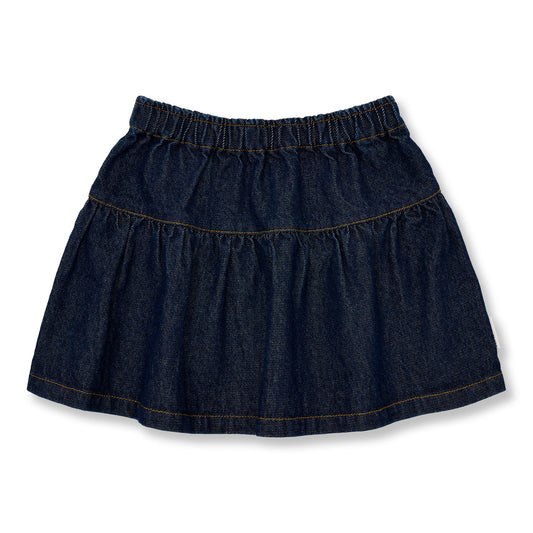 Denim mini ruffle skirt - dark blue