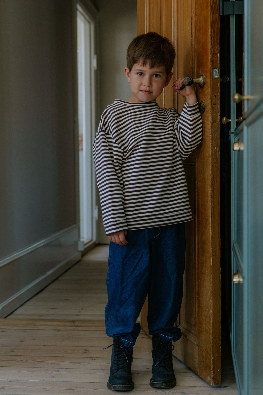 Alvin longsleeve stripe sweatshirt coffee bean/sandshell