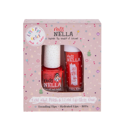 Miss Nella Set Nail Polish + Lip Gloss Red