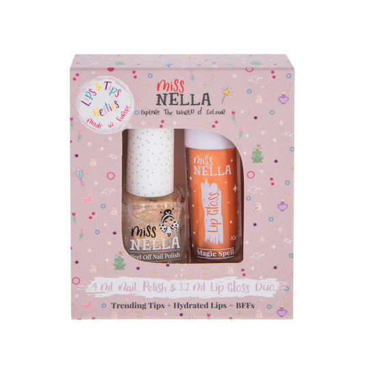 Miss Nella Set Nail Polish + Lip Gloss Peach