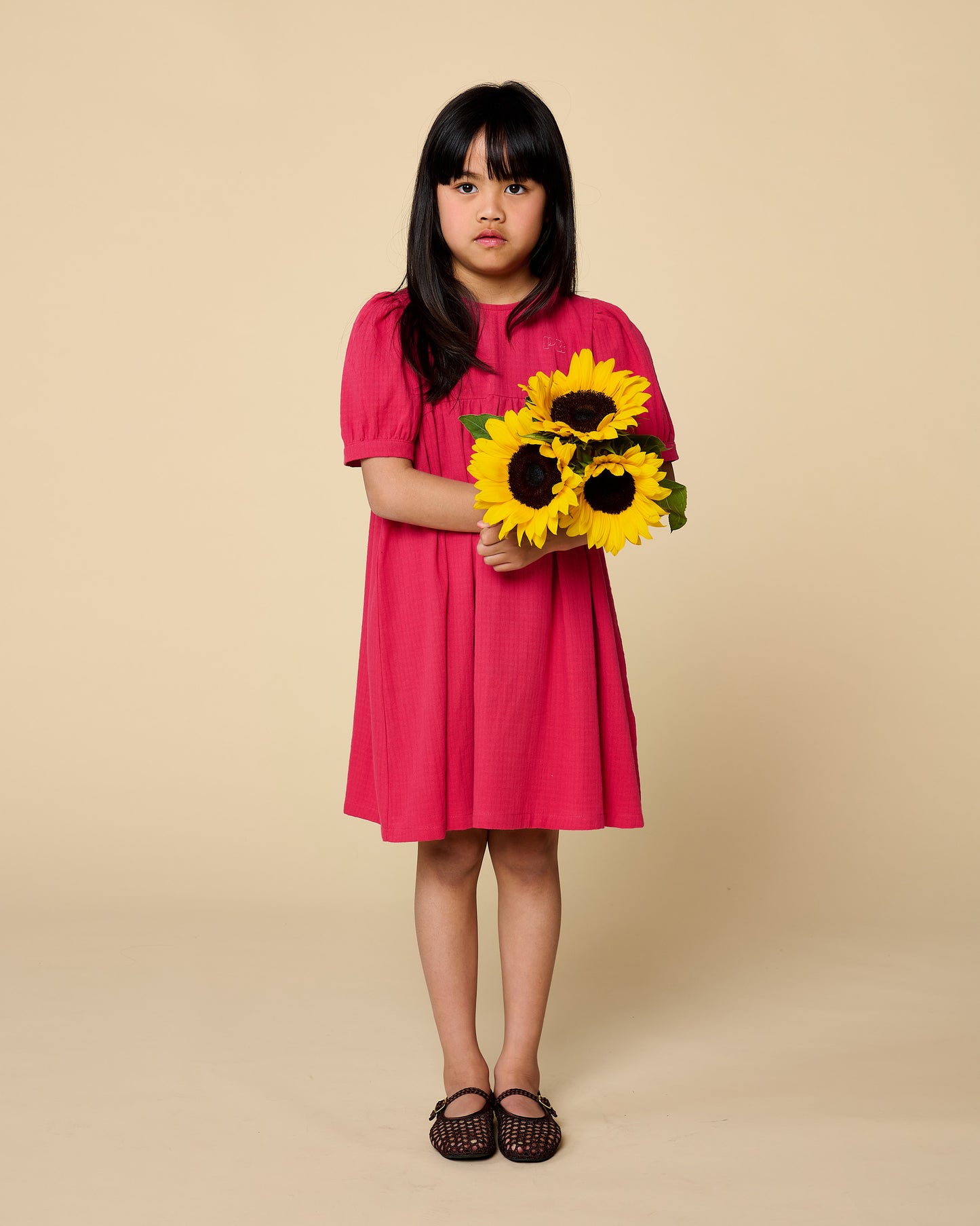 Puff sleeve dress raspberry