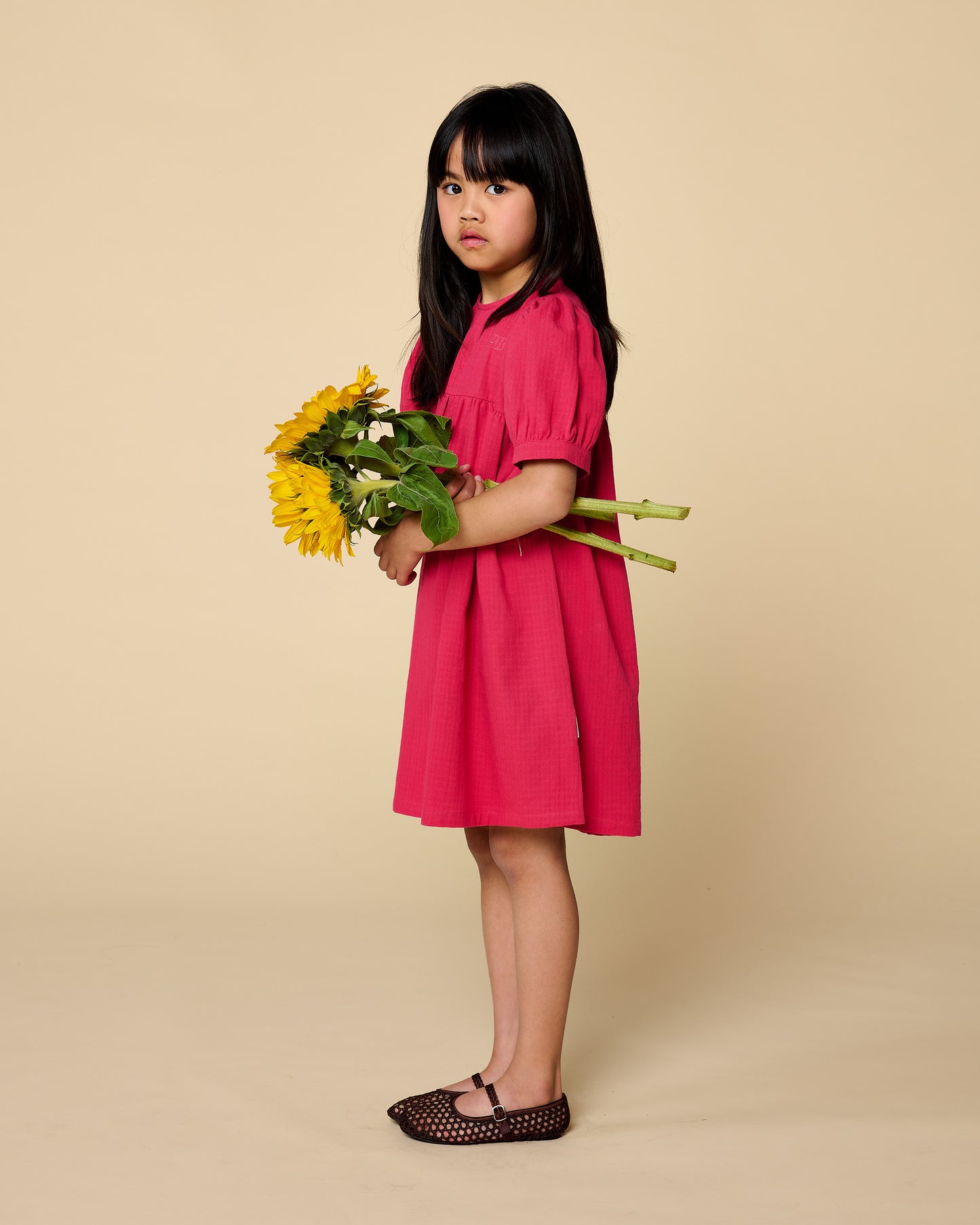 Puff sleeve dress raspberry