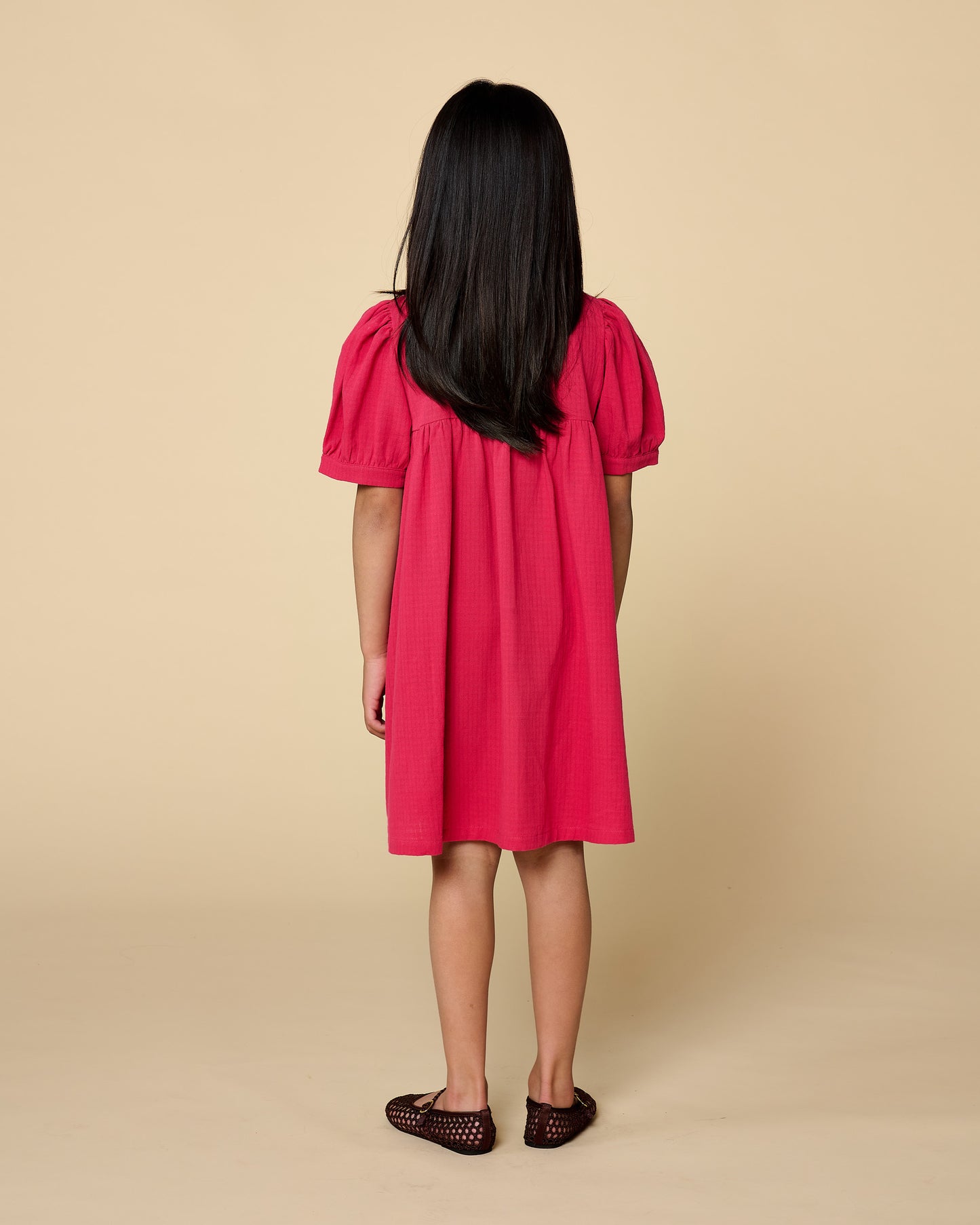 Puff sleeve dress raspberry