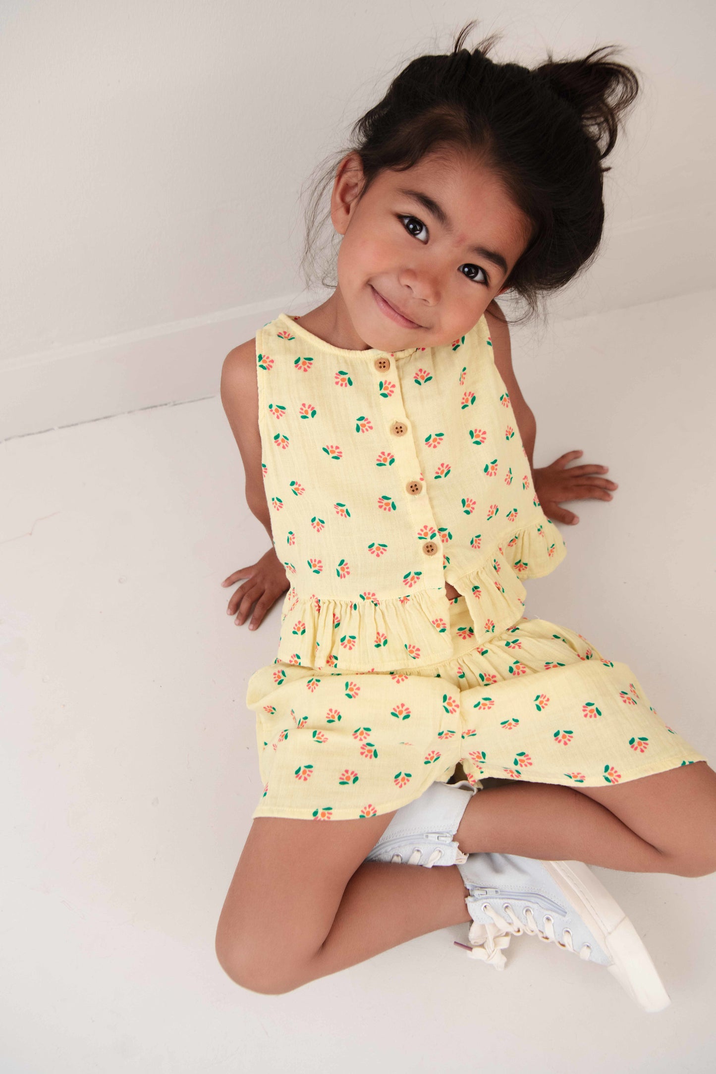 Summer shorts flower soft yellow