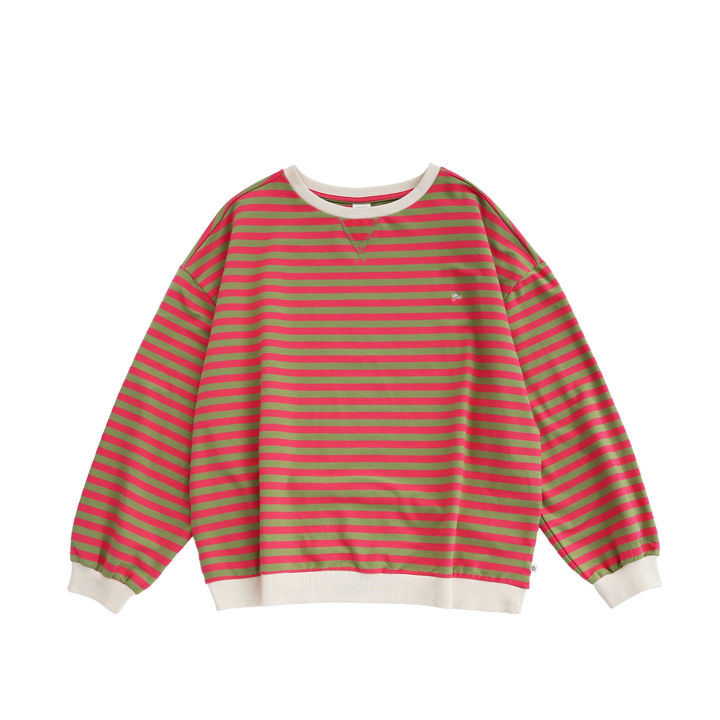 oversized sweater stripes pink green Mom