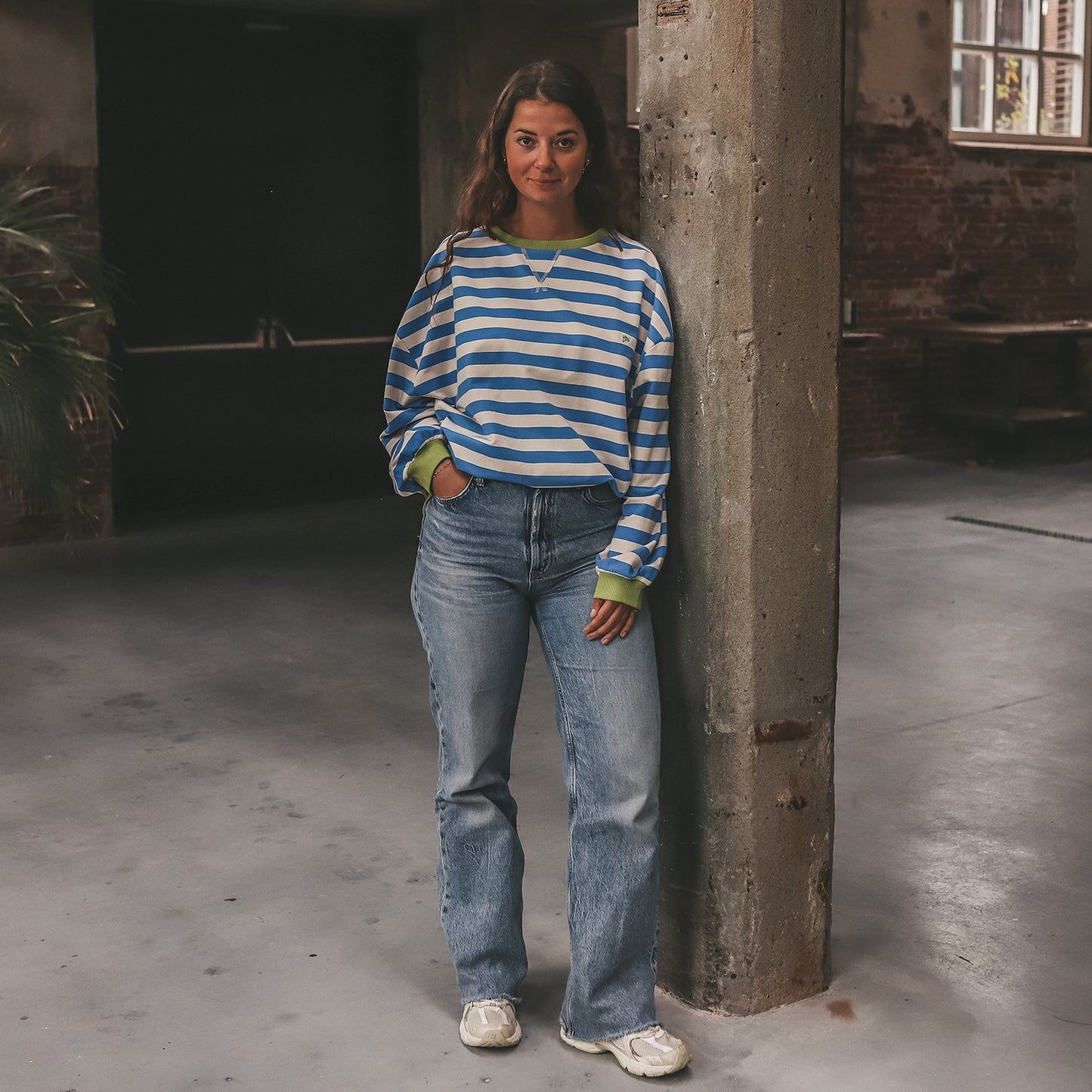 oversized sweater stripes blue Mom