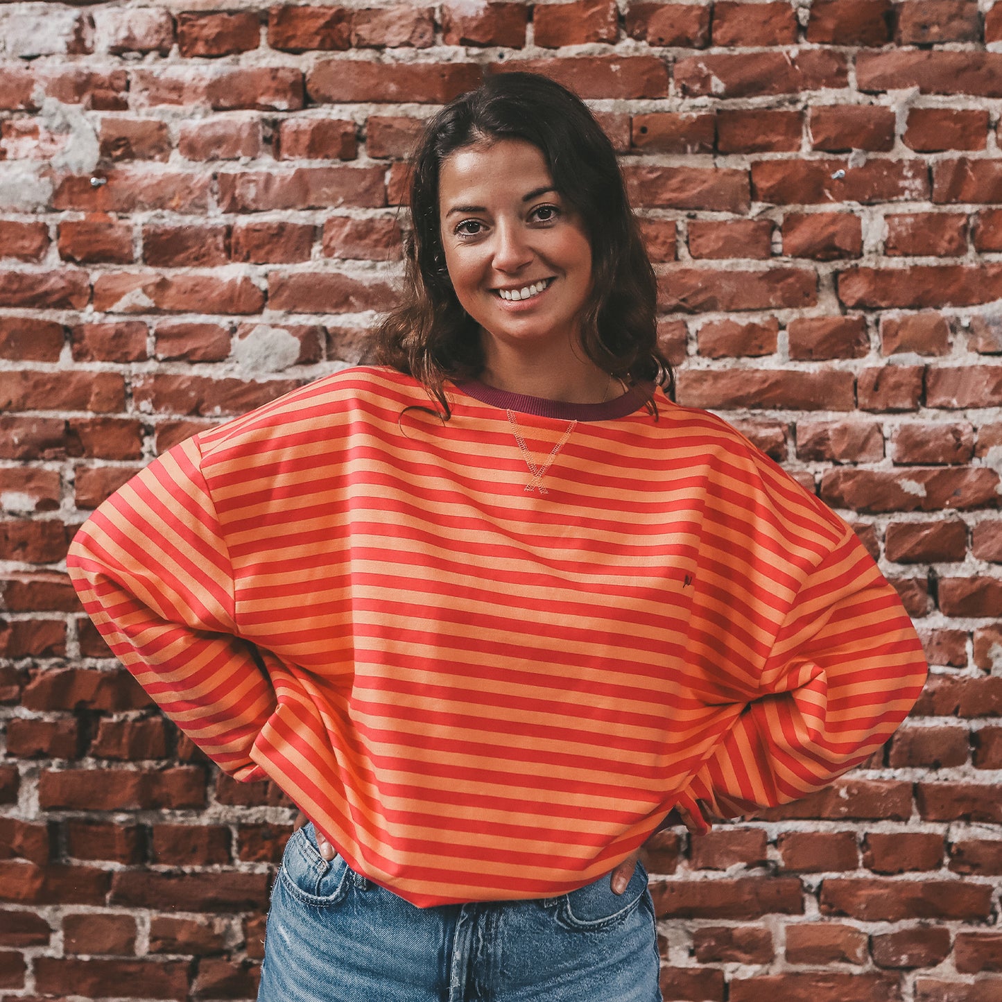 oversized sweater stripes pink Mom